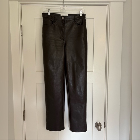 Wilfred the Melina Pant High-Waisted Vegan Leather Pants Rich Mocha Brown Size 2 - Picture 4 of 7